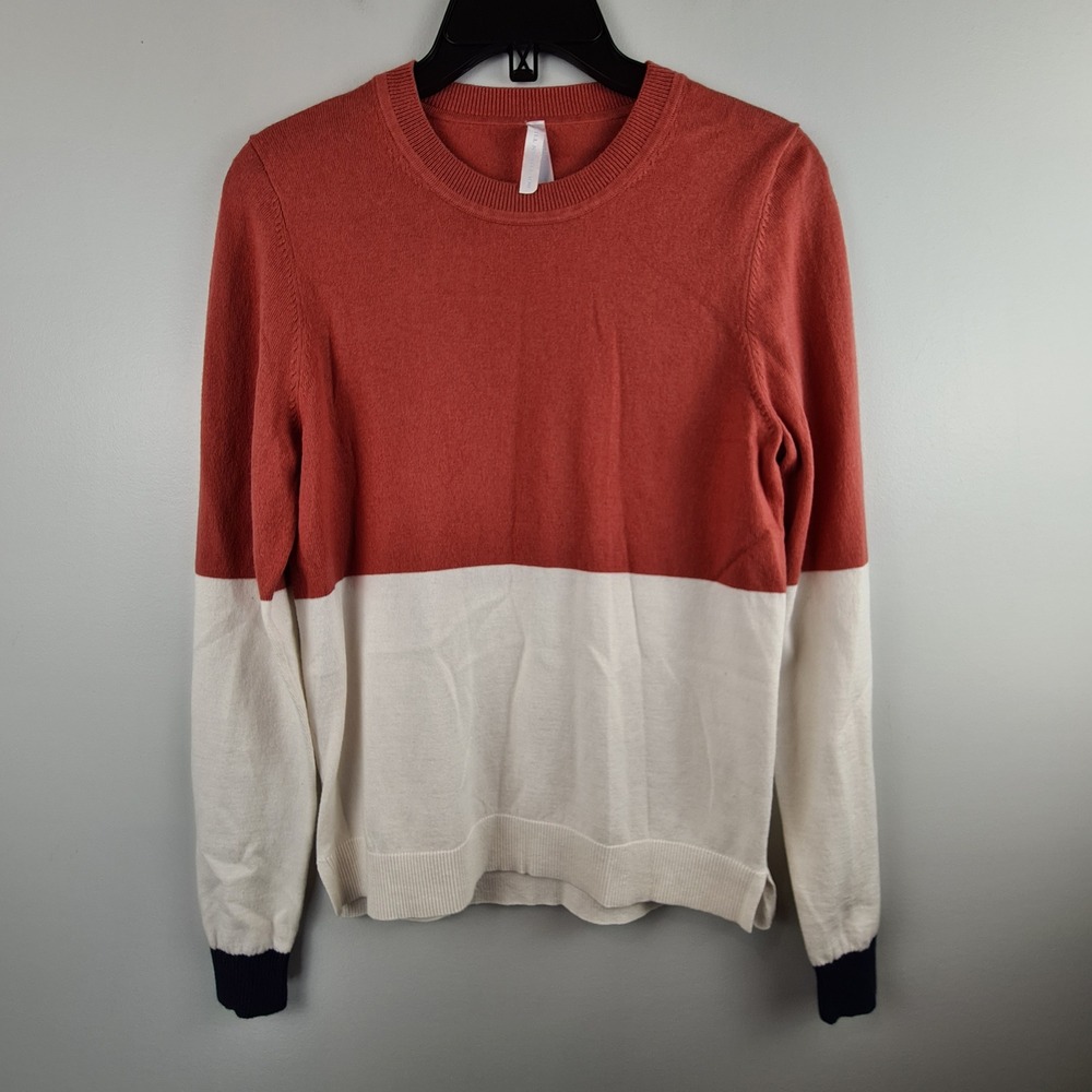 Southern Tide Womens Organic Cotton Cashmere Colorblock Sweater Orange Small